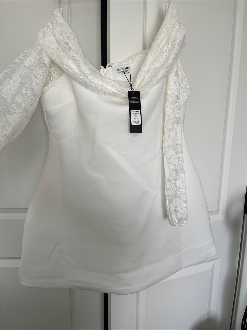 Sandro Ivory Off-Shoulder Lace-Trim Tunic